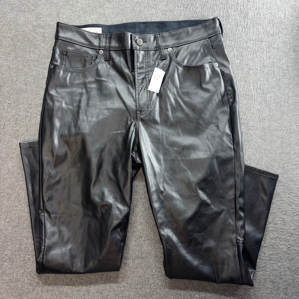 Gap Vintage Slim High Rise Faux Leather Pants Black 32/14 Short 406629-00-1